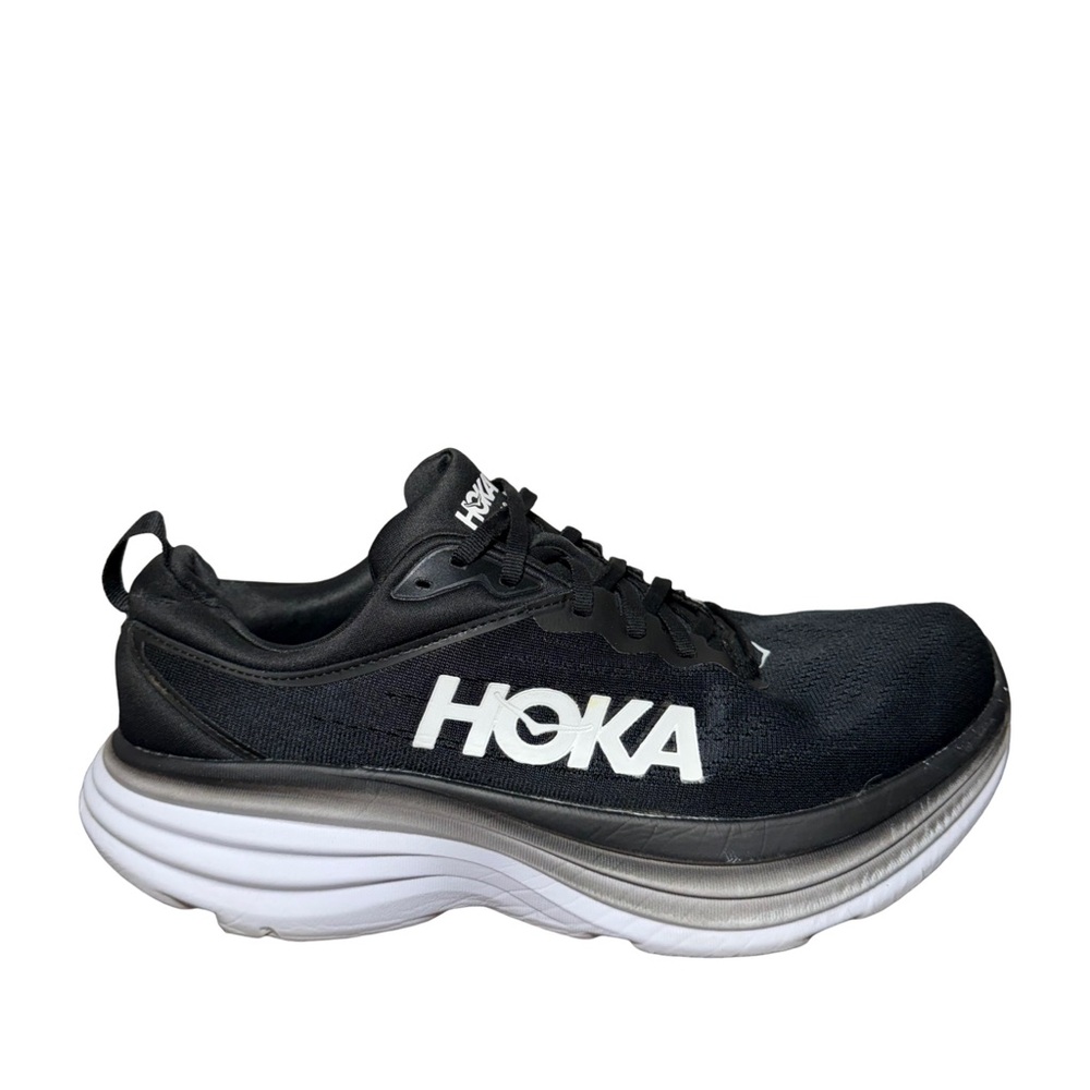 Hoka Men's Black Bondi 8 White Athletic Shoes size 11.5D